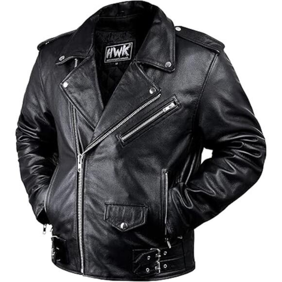 Leather Motorcycle Jacket for Men Ultra Comfy Vintage Style Genuine Black - Picture 8 of 8